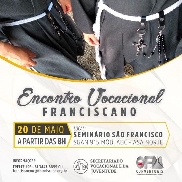 Acontece neste domingo, 20, o IV Encontro Vocacional Franciscano no Seminário São Francisco de Assis