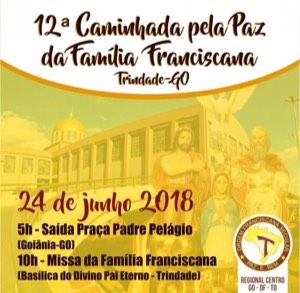 Acontecerá neste domingo, 24 de junho, a 12ª Caminhada pela Paz da Família Franciscana